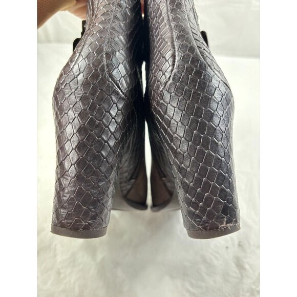 ECCO size 9 Mocha Leather SOLBJERG Dual Zip High Heels Ankle Boots - Picture 5 of 12